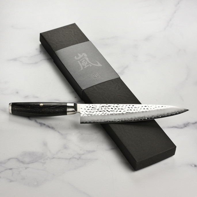 Ніж Сантоку 165 мм дамаська сталь, серія KETU Yaxell 34901 - Фото 6 Ніж Сантоку 165 мм дамаська сталь, серія KETU Yaxell 34901