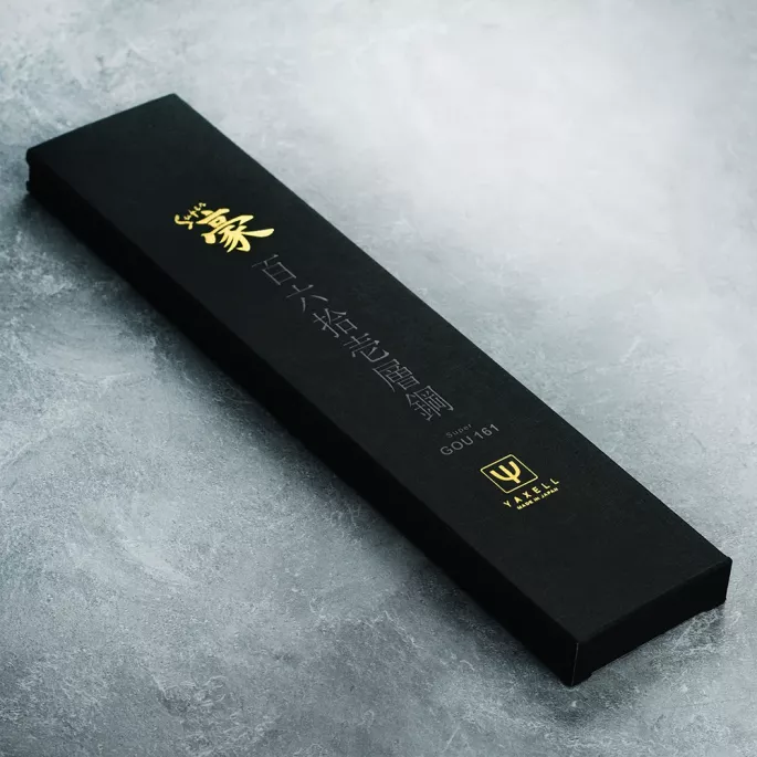 Нож Сантоку 125 мм дамасская сталь, серия SUPER GOU Yaxell 37112 - Фото 4 Нож Сантоку 125 мм дамасская сталь, серия SUPER GOU Yaxell 37112