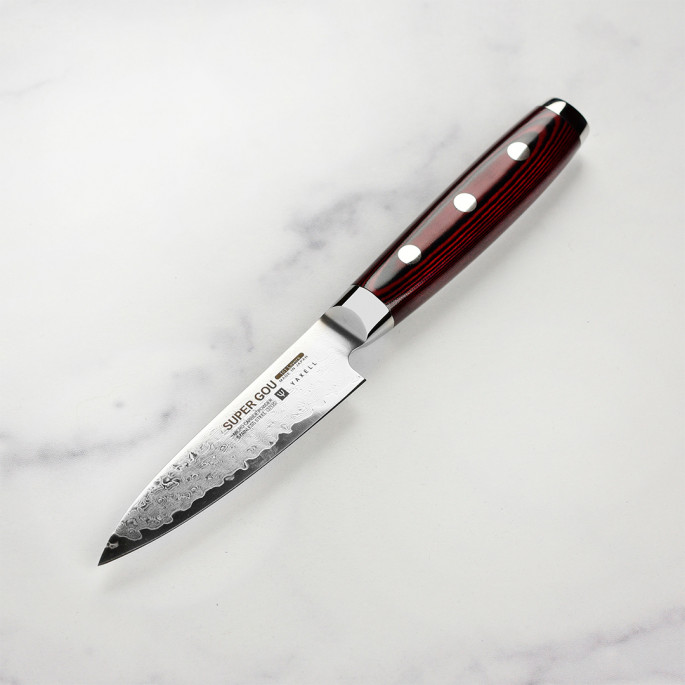 Нож для чистки овощей 100 мм дамасская сталь, серия SUPER GOU Yaxell 37135 - Фото 2 Нож для чистки овощей 100 мм дамасская сталь, серия SUPER GOU Yaxell 37135
